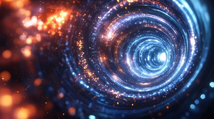 Poster - Vivid Cosmic Tunnel with Glowing Lights and Motion Blur Effect