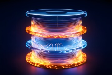 Poster - Colorful Spool of Wire with Electric Energy in Abstract Design