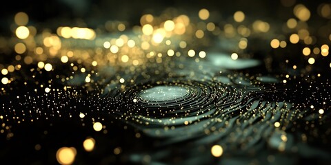 Poster - Glimmering Particles and Soft Bokeh Against Dark Background Texture