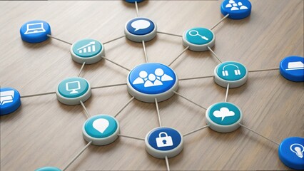 Poster - Abstract Cloud Data Connection with Pinned Bullet Points Visual