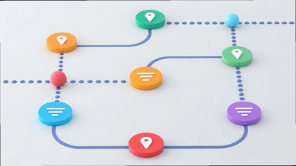 Poster - Colorful Path with Dotted Lines and Circular Info Bubbles Design