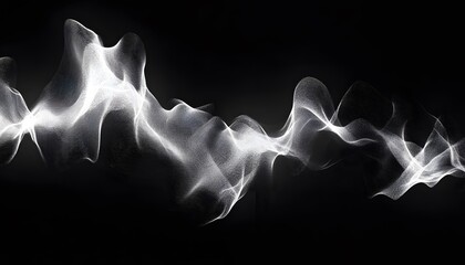 Poster - Abstract White Waves on Black Background with Creative Flowing Design