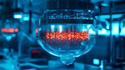Poster - Futuristic Laboratory Equipment with Glow Effect in Research Setting