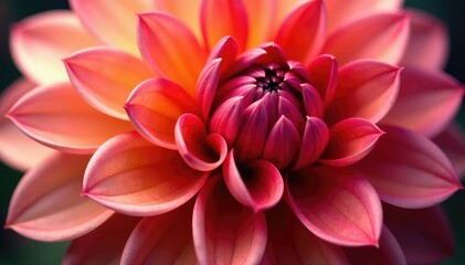 Wall Mural - Close-up dahlia petals, layered, rich color gradients, yellow, art