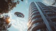 © bade - UFO over City Apartment Building.
