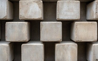 Poster - Light Gray Concrete Cubes Geometric Pattern