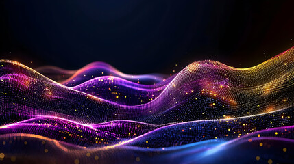 Poster - Abstract Glowing Particle Waves in Vibrant Colors