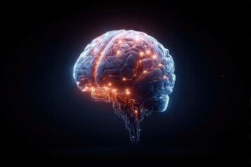 Poster - Glowing Human Brain Neural Network 3D Render