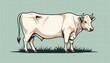 © Jessika Cahya - Isolated White Cow Standing on Grass Illustration for Farm or Agriculture