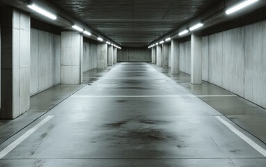 Poster - Empty Concrete Parking Garage Interior