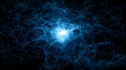 Poster - Abstract Glowing Blue Space Particle Design
