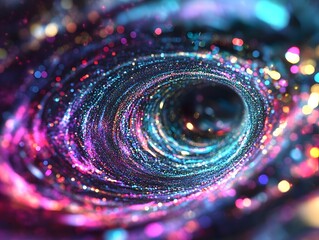 Poster - Colorful Abstract Swirling Galaxy with Stars and Sparkles