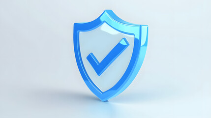 Wall Mural - cartoon 3d icon safety shield check mark perspective . blue symbol security safety icon. checkmark i