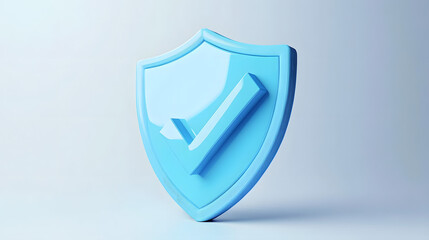Wall Mural - cartoon 3d icon safety shield check mark perspective . blue symbol security safety icon. checkmark i