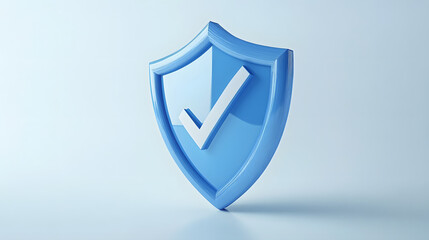 Wall Mural - cartoon 3d icon safety shield check mark perspective . blue symbol security safety icon. checkmark i