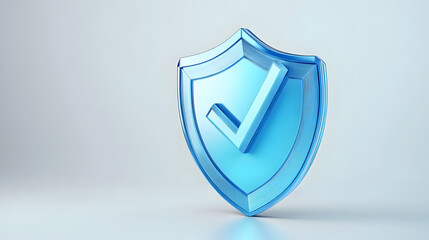 Wall Mural - cartoon 3d icon safety shield check mark perspective . blue symbol security safety icon. checkmark i