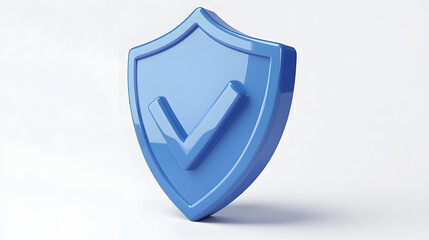 Wall Mural - cartoon 3d icon safety shield check mark perspective . blue symbol security safety icon. checkmark i