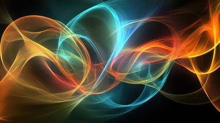 Poster - Abstract light reflections and glowing lines forming vibrant shapes and colors across the frame, with ample space left open in the middle for use in graphics or design. No text, no people.