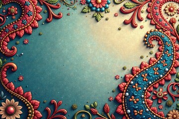 Wall Mural - Classic paisley design with muted color palette and subtle texture , texture, repeat