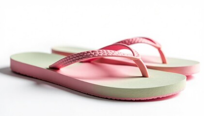 Wall Mural - Close-up of a flip-flop, isolated, pure white backdrop , rubber, summer footwear