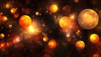 Poster - Soft, glowing light orbs floating in space, surrounded by subtle light effects and colors, with dark areas around the edges for potential text or graphic overlays. No text, no people.