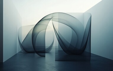 Poster - Abstract Grayscale Swirling Forms in Minimalist