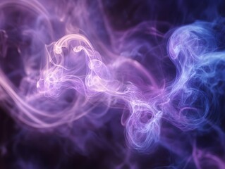 Poster - Ethereal Swirls of Purple and Blue Smoke on Dark Background