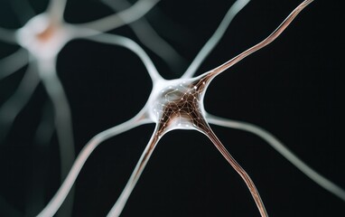 Fototapete - glowing neuron network microscopic view
