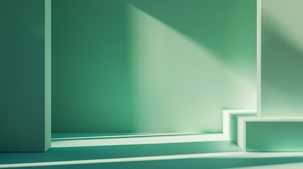Poster - Gentle Radiant Emerald Green Background with Soft Shadows and Light