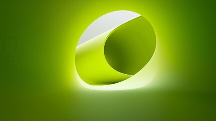 Poster - Bright Lime Green Abstract Wallpaper with Soft Curved Center Design