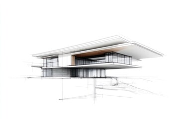 Poster - Modern Minimalist House Architectural Sketch