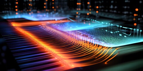 Poster - Futuristic Abstract Visualization of Data Flow in Digital Environment