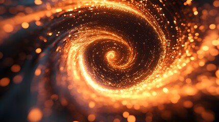 Poster - Cosmic Swirl of Glowing Particles in Dark Space Background
