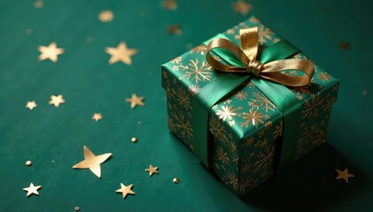 Wall Mural - Intricate gift box pattern, dark teal and gold, intricate, light, packaging
