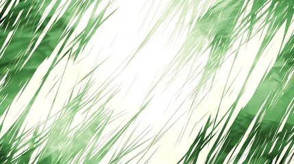 Poster - Abstract composition of green shapes and radiating linear elements