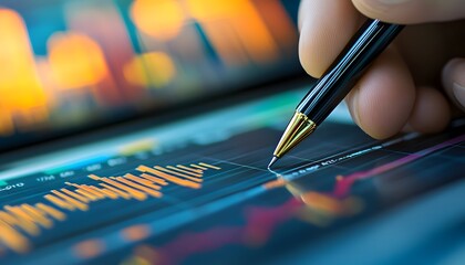 Poster - Financial Analysis with Pen on Digital Graph in Stock Market