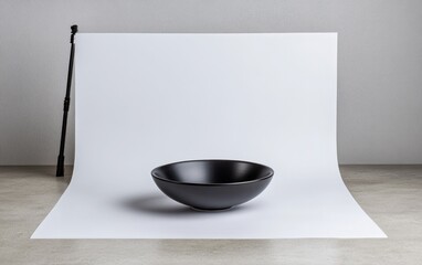 Poster - Black Ceramic Bowl on White Studio Background