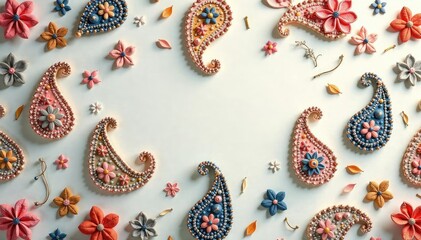 Wall Mural - Subtle paisley motif, seamlessly repeating across a soft, muted surface , illustration, soft