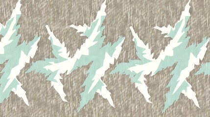 Poster - Light blue and white leaf shapes are repeated in horizontal alignment
