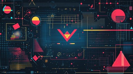 Abstract futuristic technology interface with geometric shapes and lines