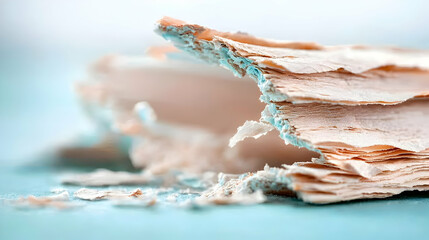 Wall Mural - close-up of pale peach and light blue layered texture