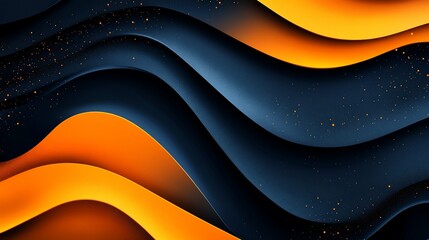 Poster - Abstract waves background in vibrant orange and navy color, for graphic projects