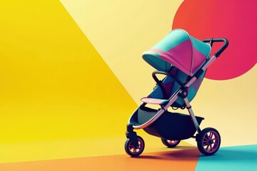 Canvas Print - Bold graphic stroller print, vibrant colors, geometric shapes, home decor, texture