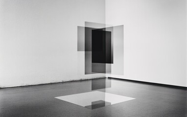 Poster - Grayscale Abstract Rectangular Shapes in