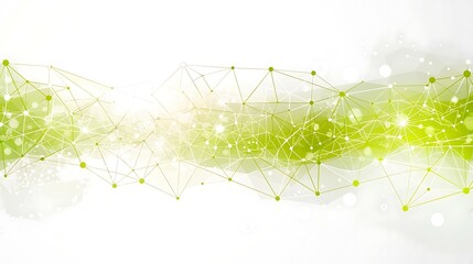 Poster - Green and white connected digital network on a light background