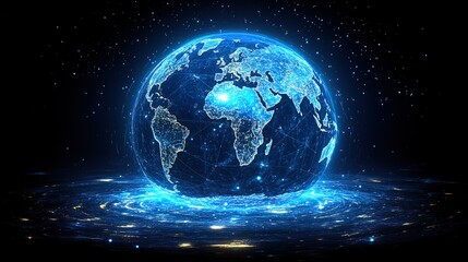 Fototapete - Global network, digital Earth, interconnected world