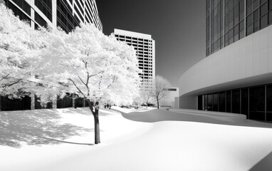 Poster - High Contrast Black And White City Street With