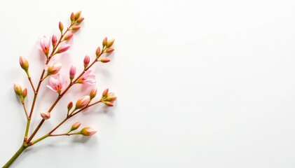 Wall Mural - Delicate, small-scale floral sprigs on white background, simple, design, nature