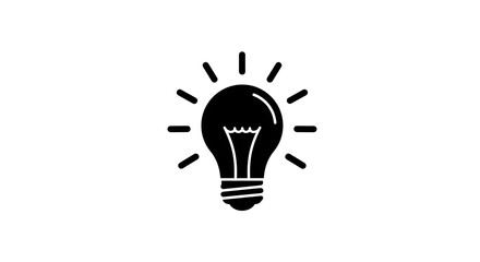 Poster - Illuminating Lightbulb Idea in Black and White Icon Style on a Clean Background