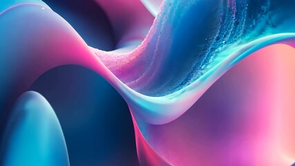 Poster - Abstract Gradient Background with Curved Waves in Shades of Pink Blue and Violet Smooth Texture Modern Art